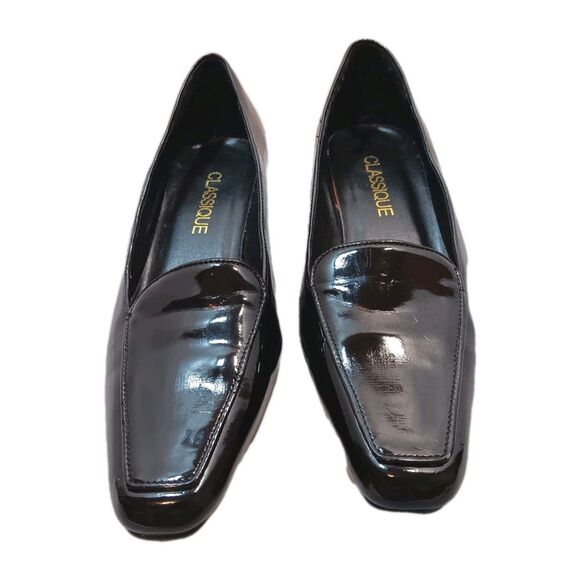Vintage Classique Patent Loafed/pumps Sz 8.5 Wide 90s/Y2K Man Made Material - Picture 2 of 11